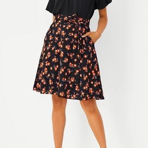 Ann Taylor Petite Floral Tie Waist Full Mini Skirt